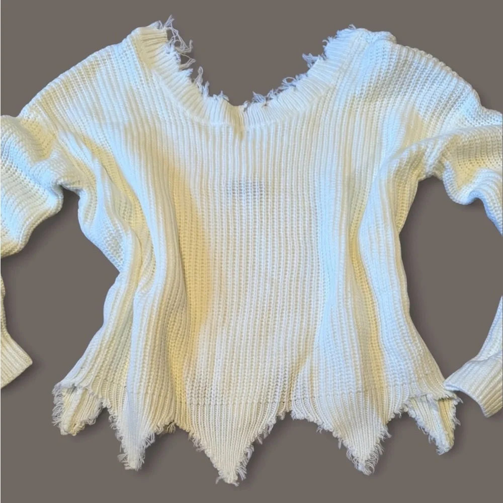 NWOT White Knit Sweater - Picture 3 of 8